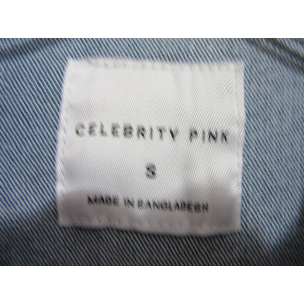 CELEBRITY PINK Blue Denim S Zip Closure Stretch Waist Pockets Romper - Picture 2 of 5